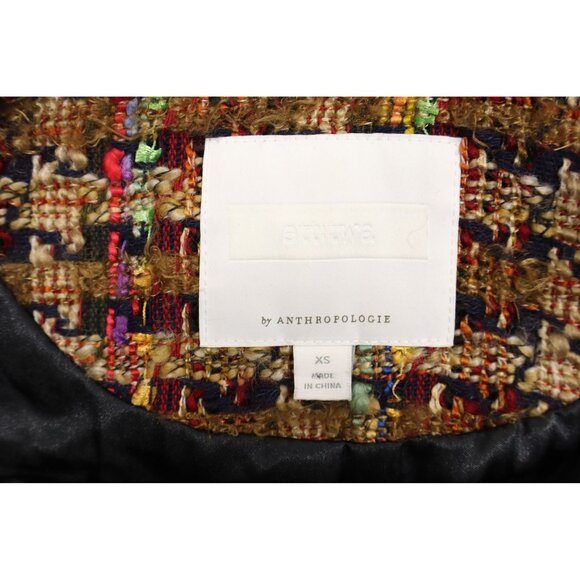 Ett:twa by Anthropologie Women's Harlequin Burgundy Multicolor Tweed Jacket XS - Picture 4 of 9
